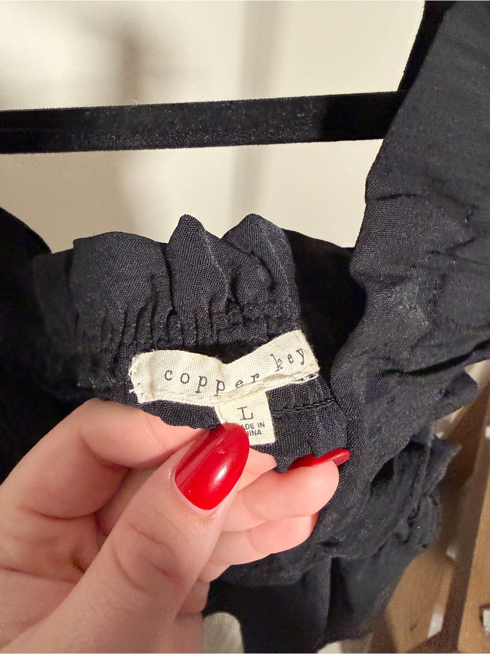 Copper Key Black Ruffle Strap Tank Top - Picture 2 of 2
